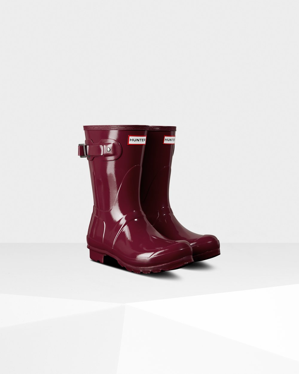 Bottes Courtes de Pluie Hunter Original Gloss Femme Bordeaux/Rouge EKYOMQL-82